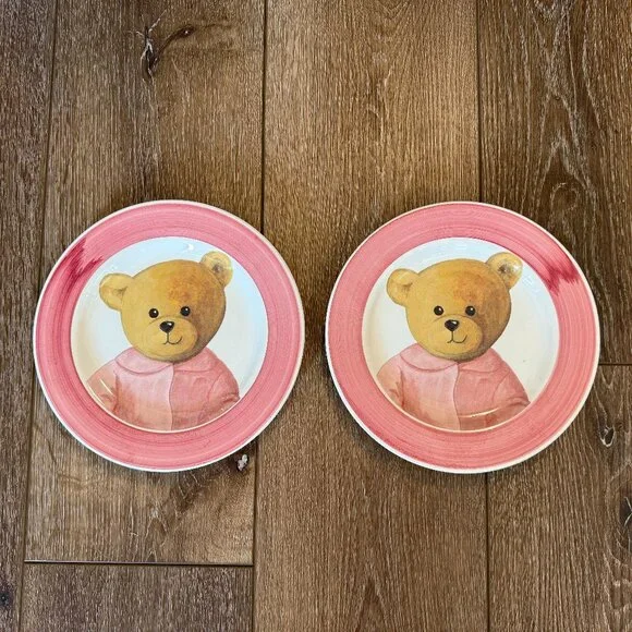 2 Vintage Italian Alimenti Teddy bear 8" plates - Picture 6 of 13